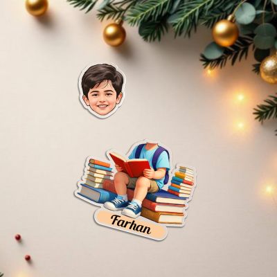 Personalized Kids Bobblehead Caricature with Battery Powered Moving Head  Birthday Gifts for Boys, Students & Bookworm  Study Table & Library Decoration Items